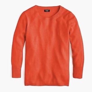 J. CREW Three-Quarter Sleeve Everyday Cashmere Crewneck Sweater Orange X-Small